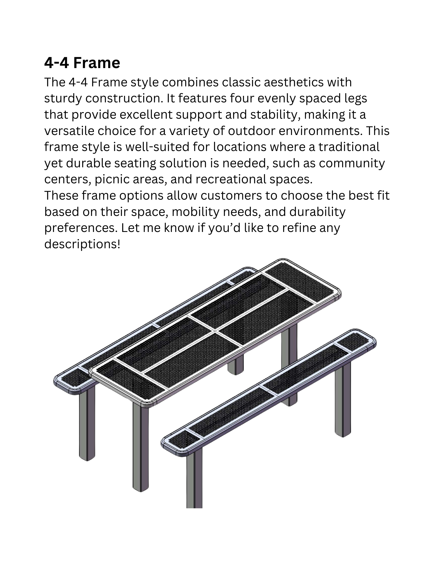 Rectangle Rolled 4-4 Table