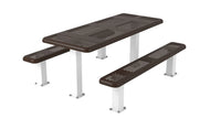 Rectangle Perforated 4-4 Table with 2 Unattached Seats